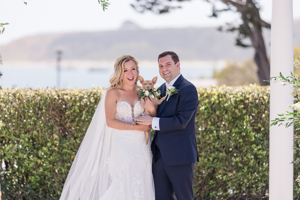 wedding portrait with dog at Oceano Hotel