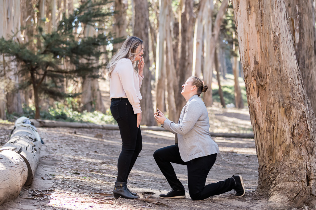 same-sex surprise proposal at Lovers’ Lane trail in San Francisco