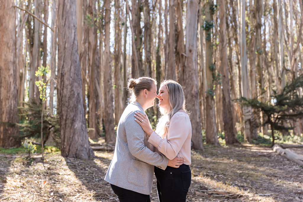 engagement photos in the woods