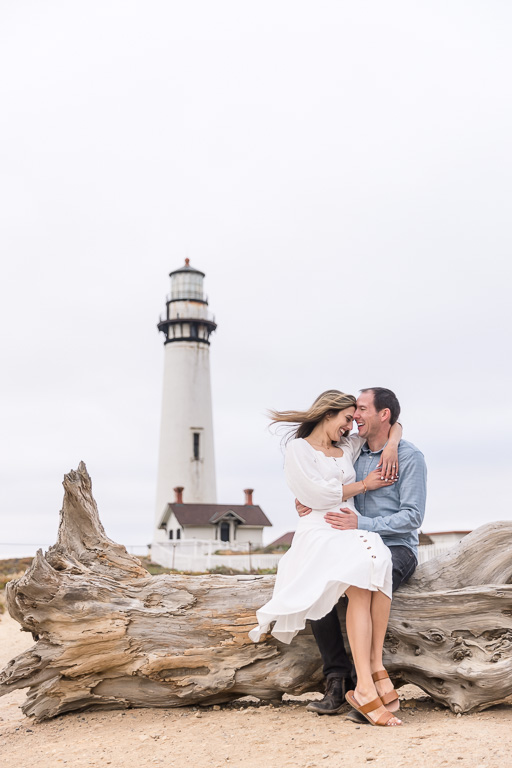 romantic Pigeon Point Lighthouse engagement photo