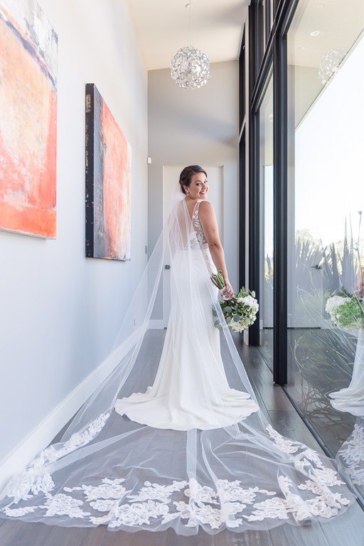 bride wearing a long veil