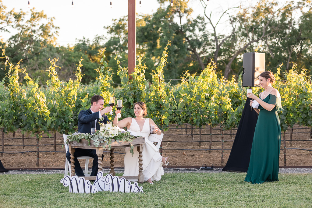 bridesmaid toast at private vineyard wedding