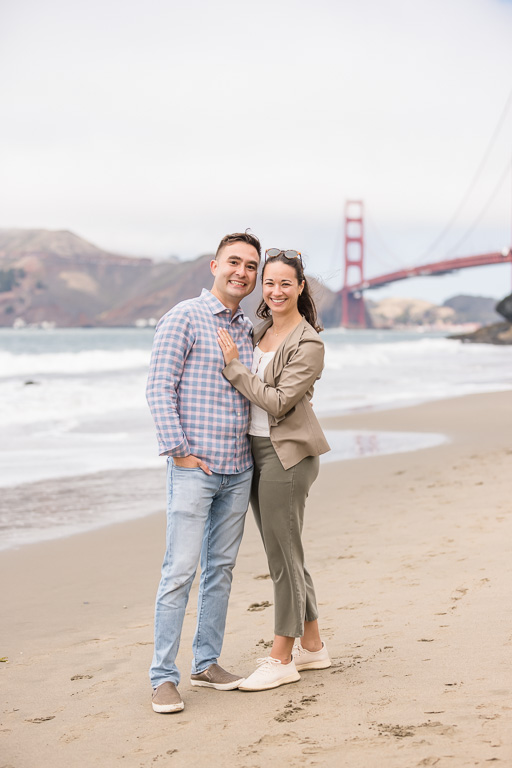 Golden Gate Bridge beach engagement photos