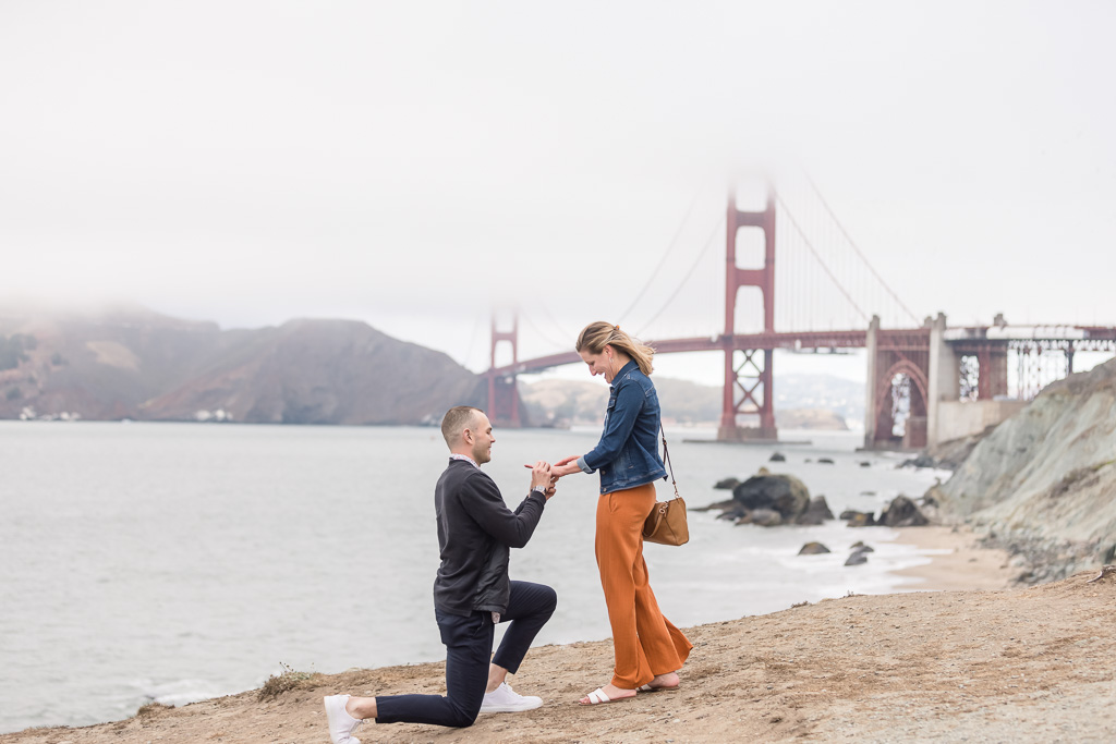quiet Golden Gate Bridge surprise proposal