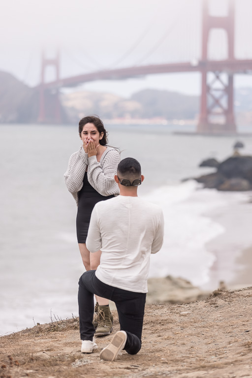 foggy Golden Gate Bridge surprise proposal