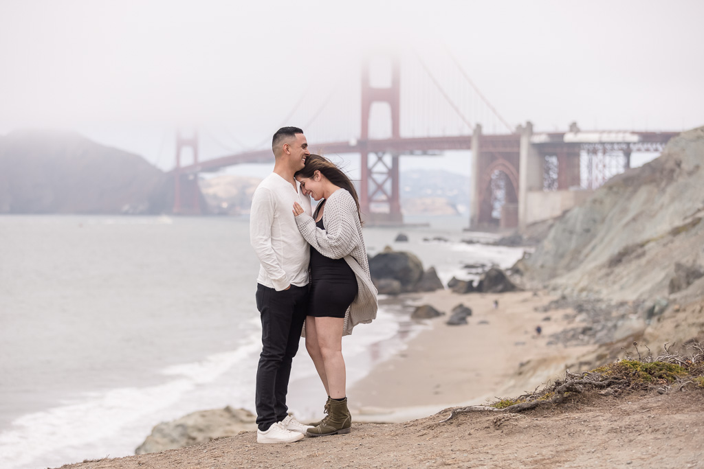 foggy Golden Gate Bridge engagement photos