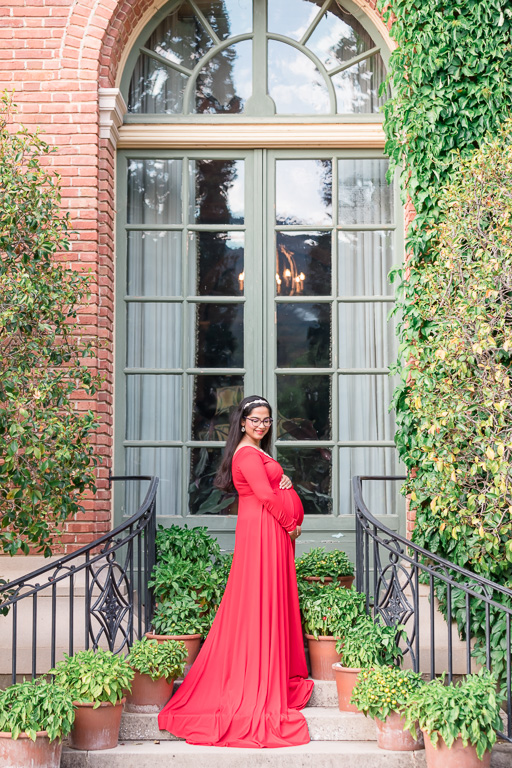 Filoli History House & Garden maternity photo at the door to the house