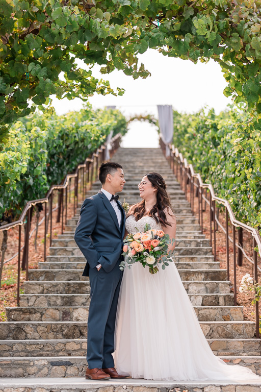 wedding photo at Nella Terra stairs
