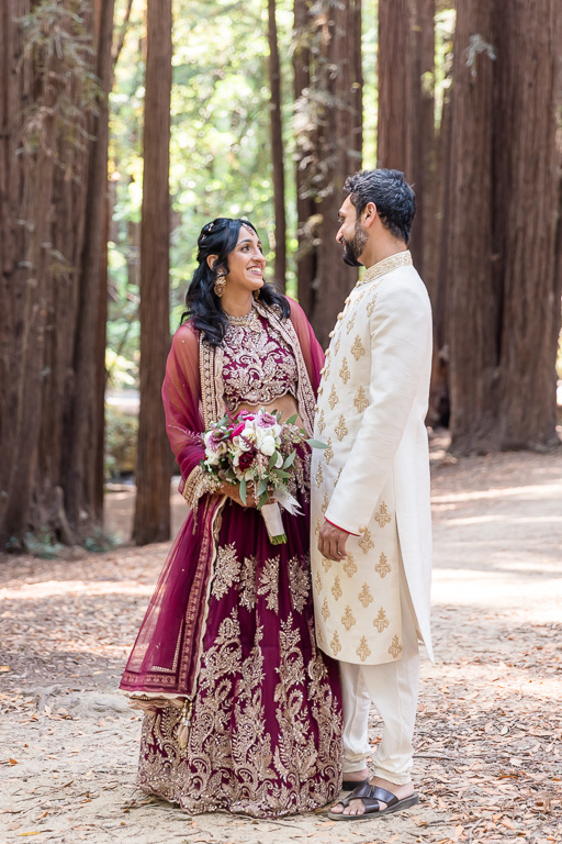 colorful redwood wedding portrait