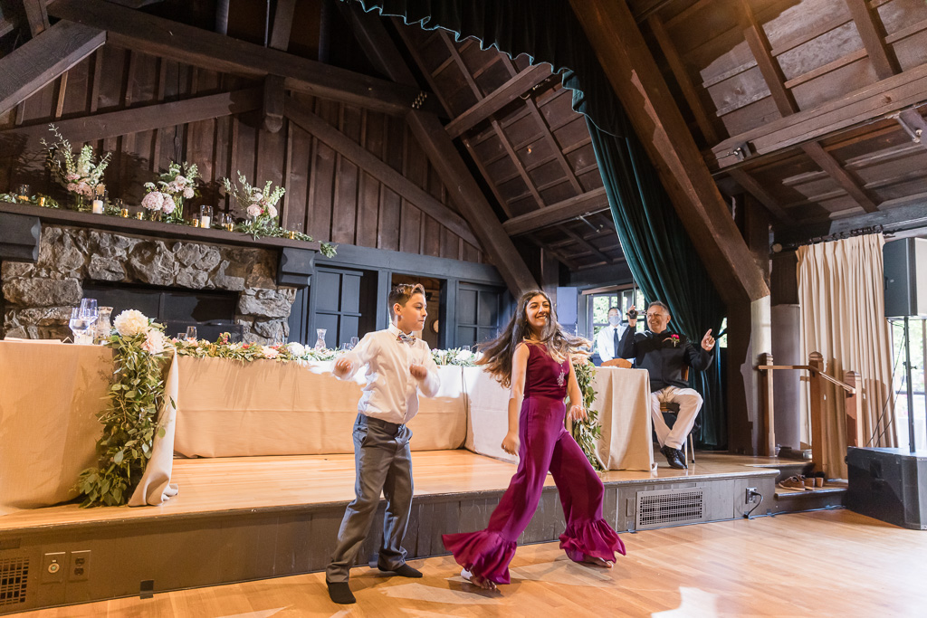 kids’ dance performance at wedding reception