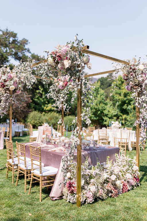 lush sweetheart table Gardener Ranch wedding reception setup