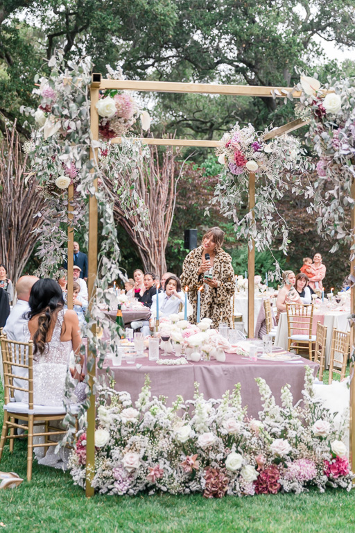 wedding reception surrounded by flowers