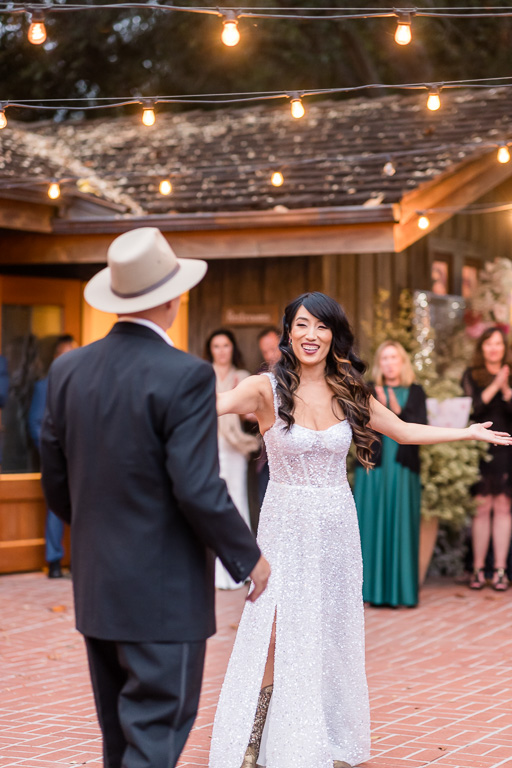 bride changed into Cowboy boots to dance with her Dad