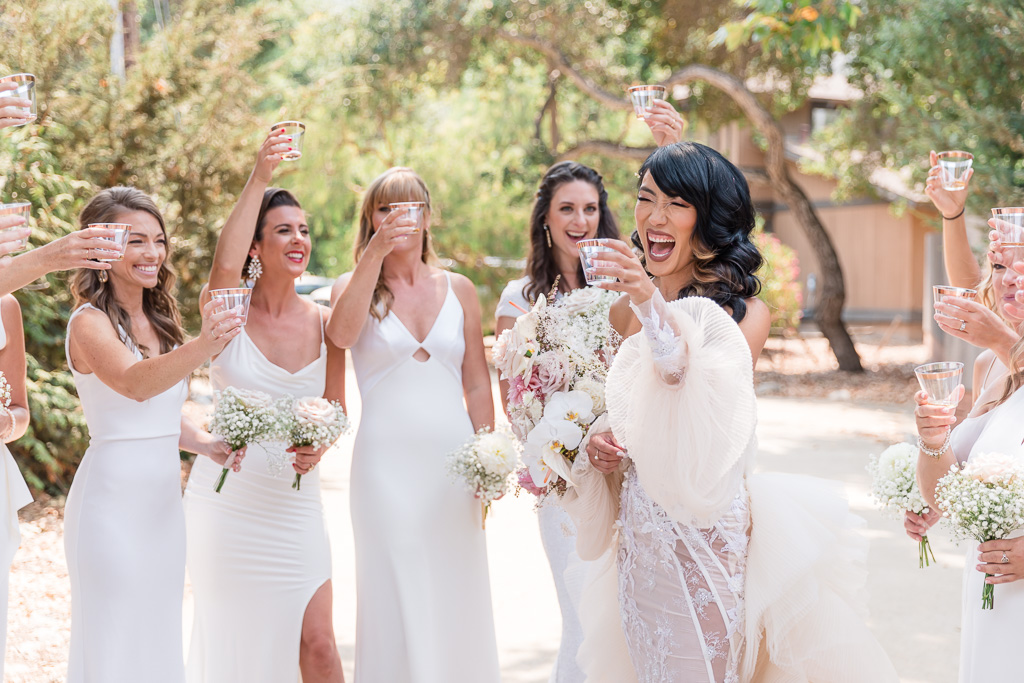 white bridesmaid dresses look great in photos