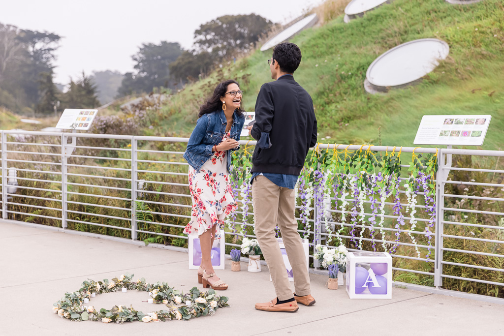 surprise proposal at the California Academy of Sciences Living Roof