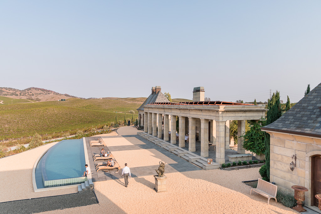 Chateau di Ninis infinity pool and outdoor pavilion
