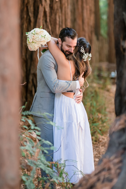 wedding portrait in redwood forest