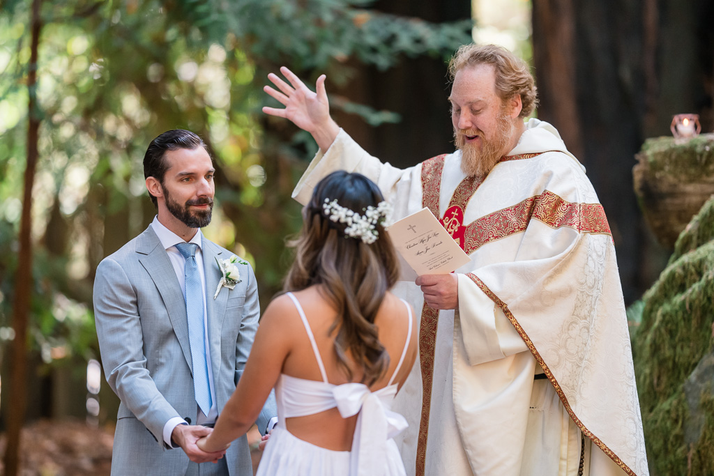 Catholic wedding ceremony in the redwoods