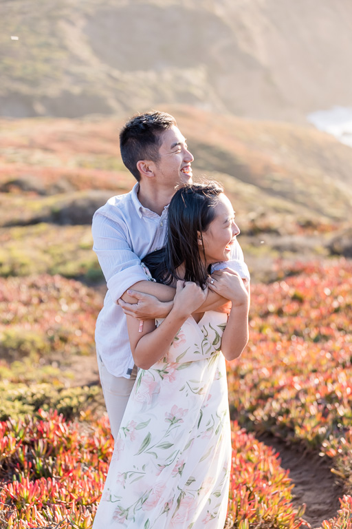 colorful Marin Headlands engagement session