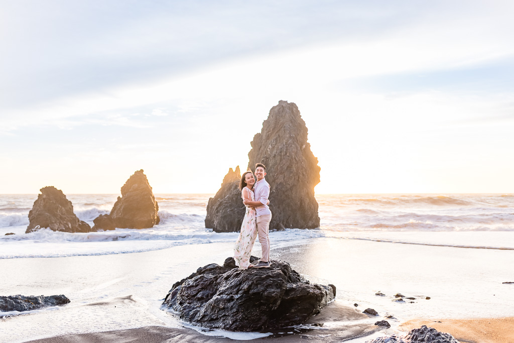 golden hour sunset engagement session at Rodeo Beach