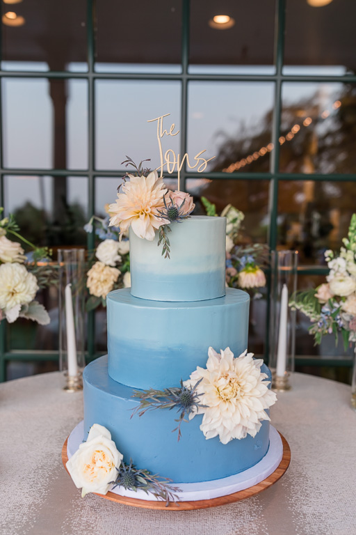 smooth blue wedding cake