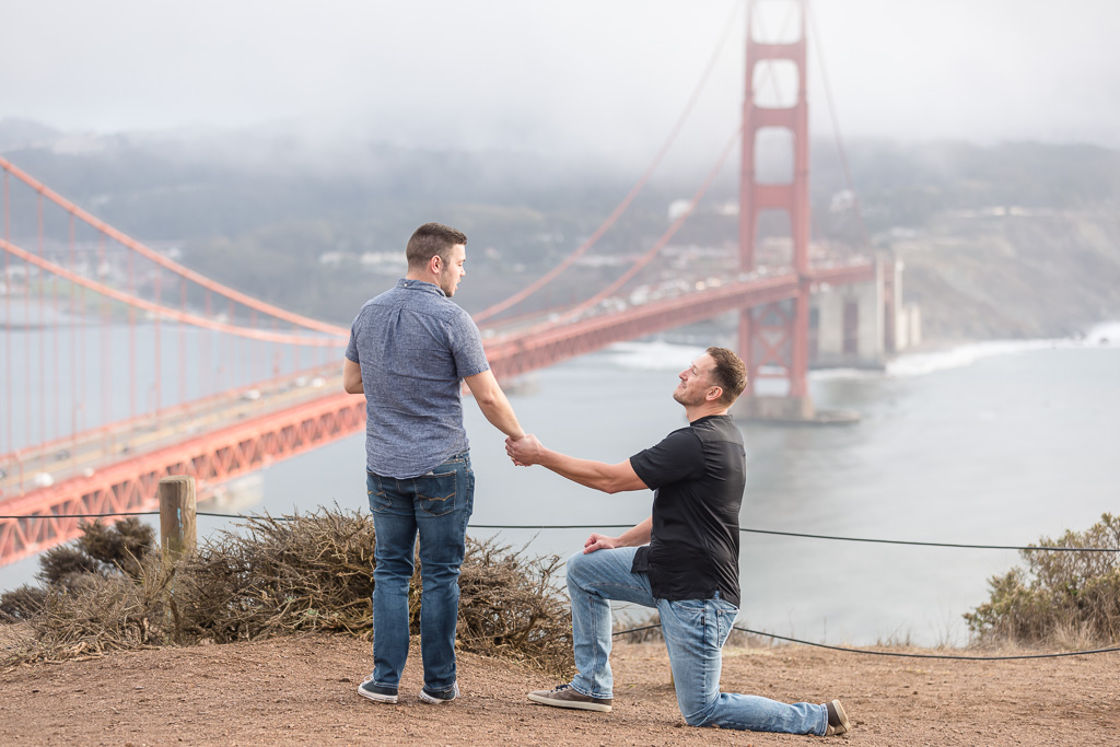 same-sex surprise proposal at the Golden Gate Bridge