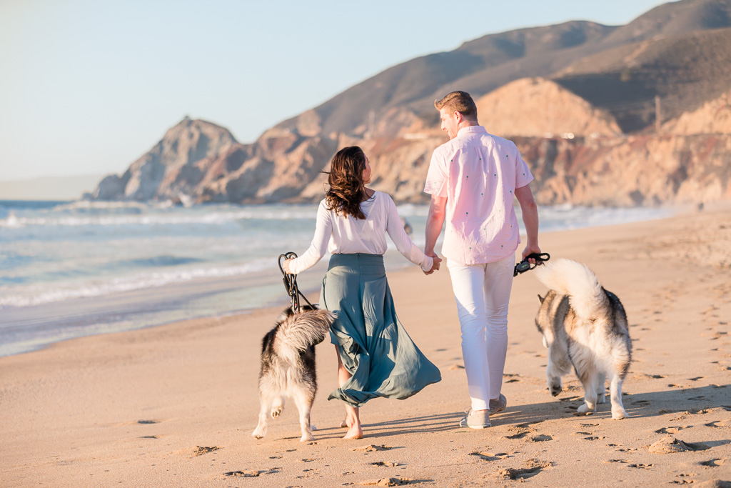 sunset beach photo for this beautiful family with two big dogs