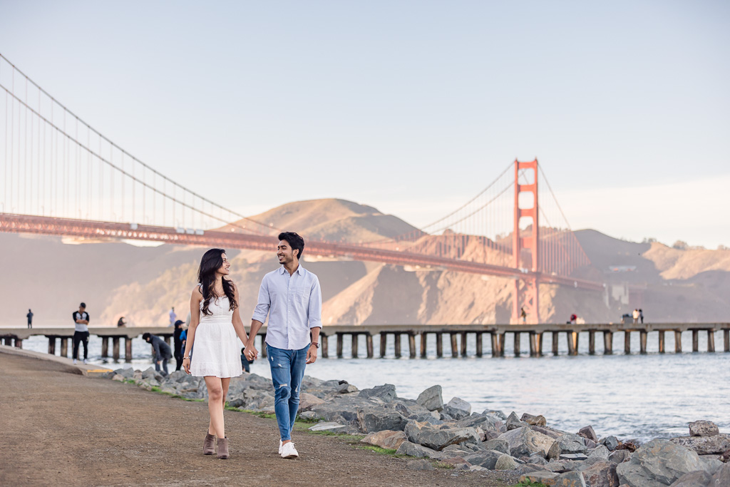 Crissy Field Golden Gate Bridge engagement photos