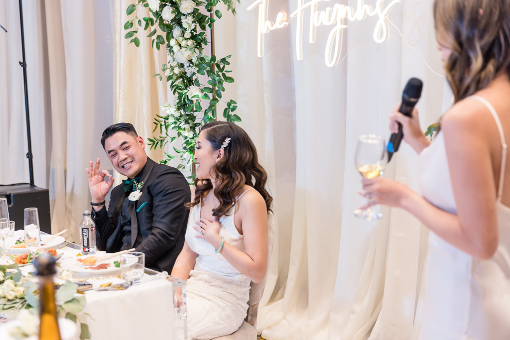 wedding speech by maid of honor at HL Peninsula Pearl Burlingame