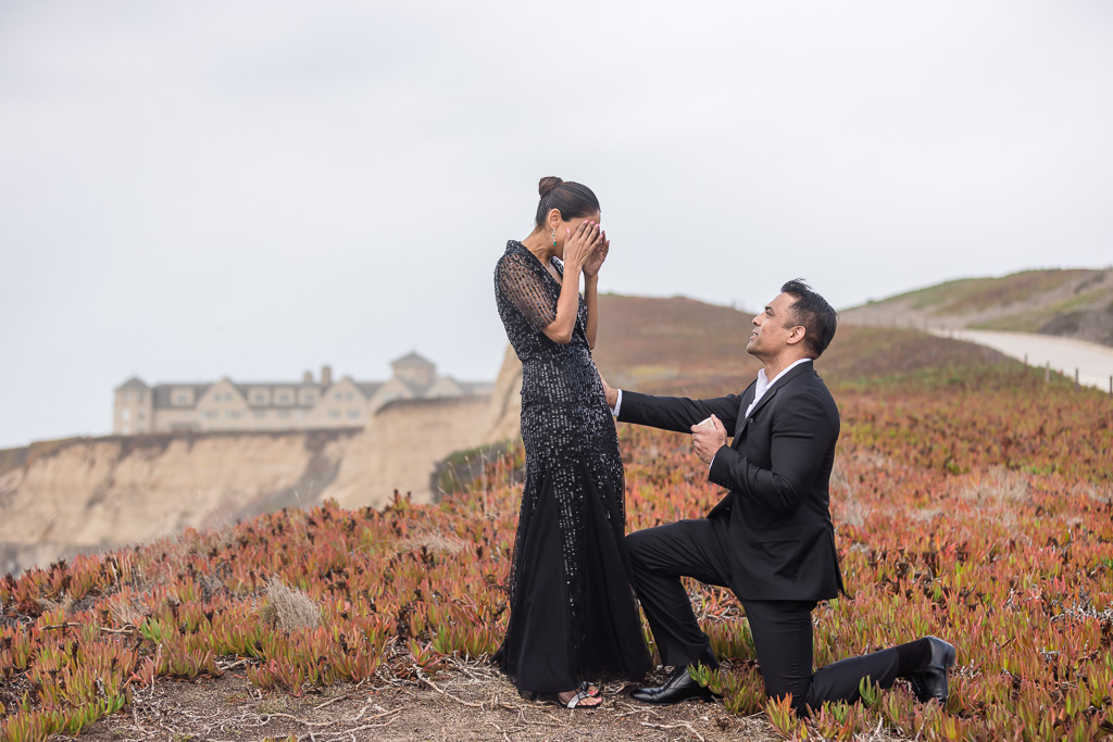 Half Moon Bay cliffside surprise marriage proposal