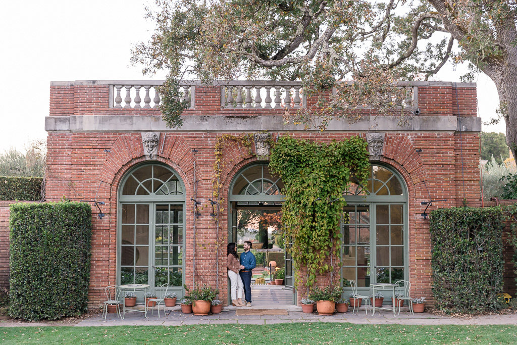 newly engaged couple at Filoli Gardens
