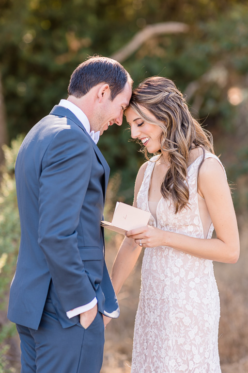 reading personal vows during first look