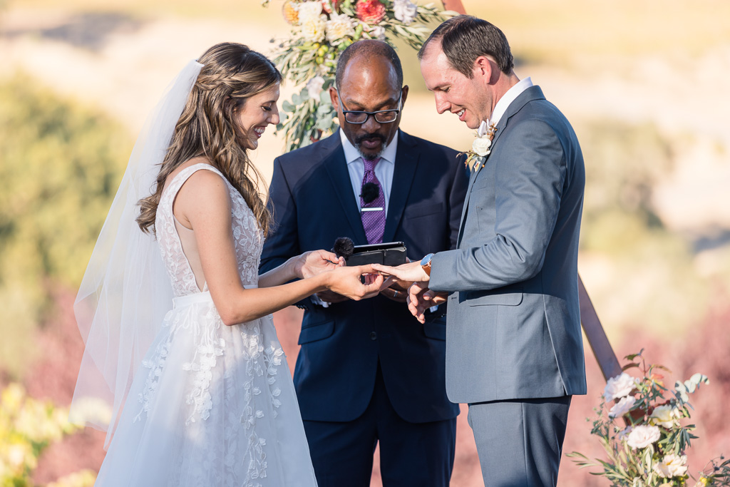 The Highlands Estate wedding ceremony ring exchange