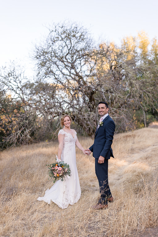 Sonoma County wedding photo in yellow grassy field