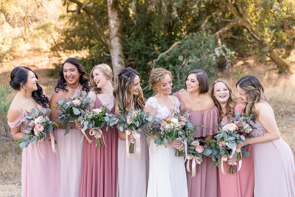 bride and bridesmaids at The Highlands Estate