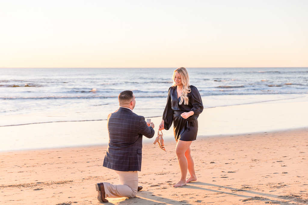 surprise proposal on the beach in Half Moon Bay