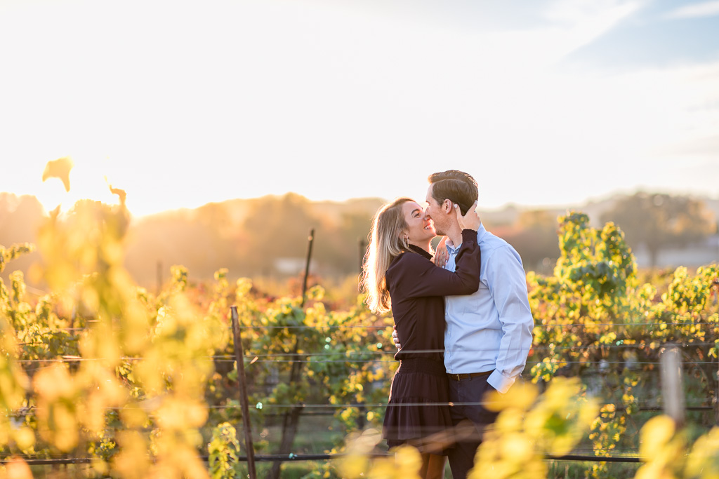 Casa Real at Ruby Hill Winery engagement photo shoot with orange and yellow fall colors