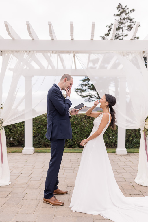 emotional private vow exchange at Oceano Hotel and Spa
