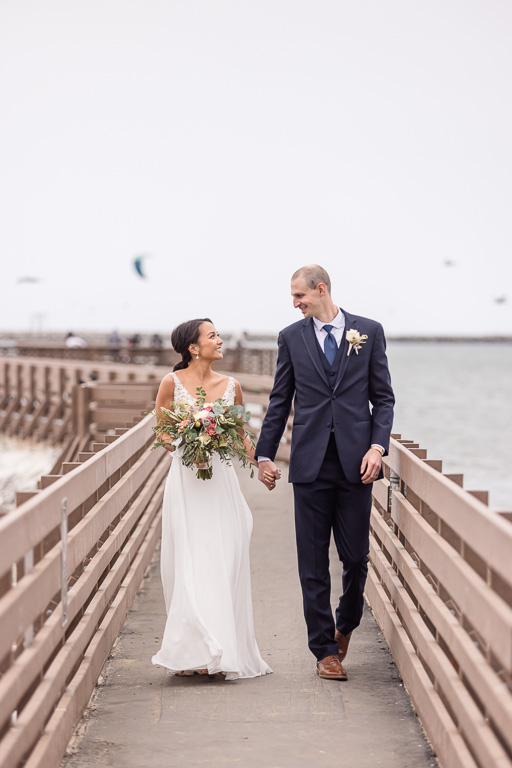 wedding photos at Half Moon Bay pier