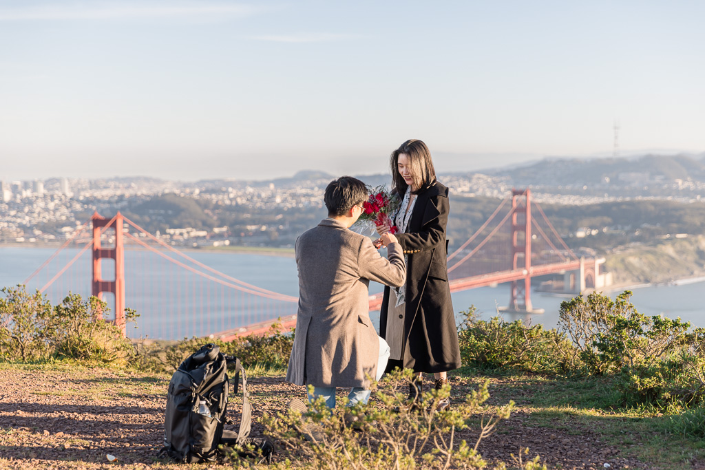 Golden Gate Bridge mountaintop surprise proposal