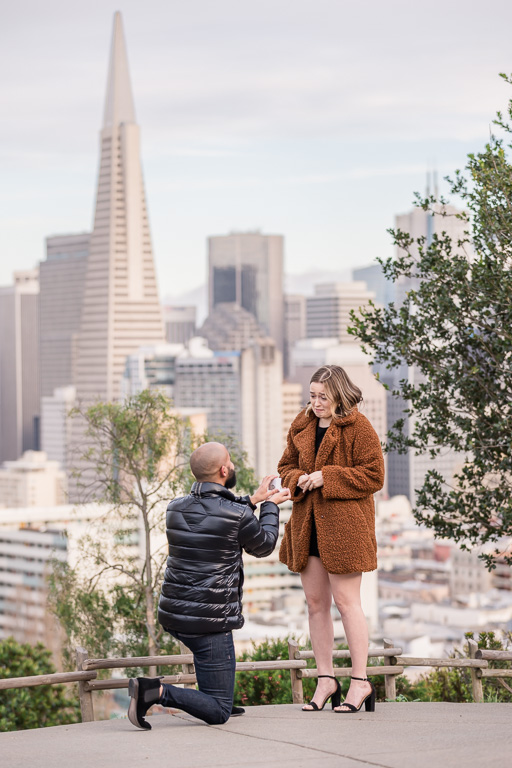 surprise proposal at Ina Coolbrith Park in Russian Hill