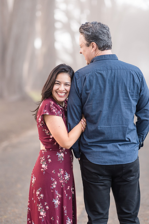 engagement photos under cypress trees