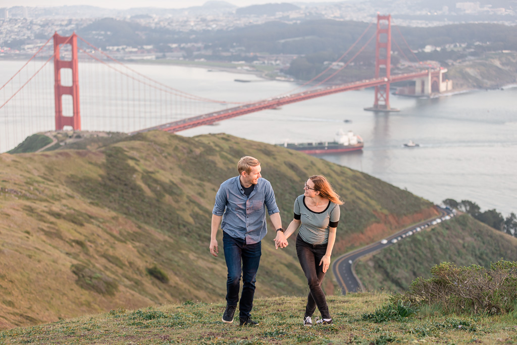 engagement photos with Golden Gate Bridge view
