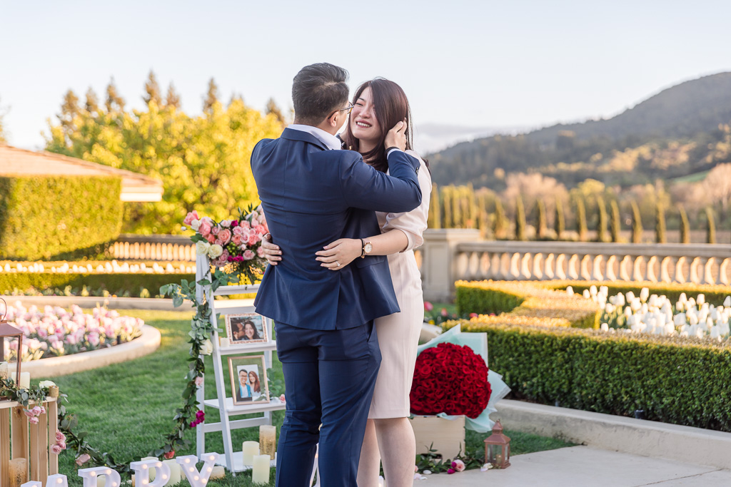 surprise engagement at Ferrari-Carano Vineyards and Winery