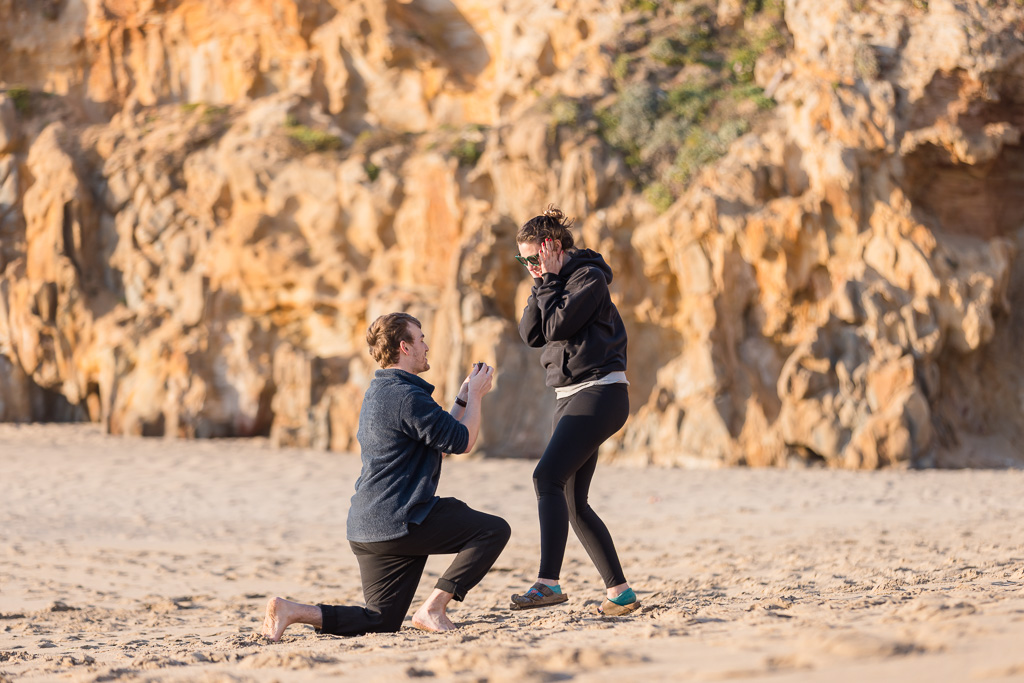 Santa Cruz surprise proposal at a quiet beach