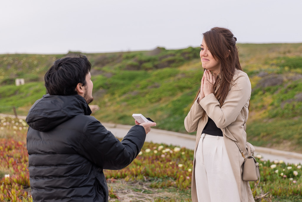 surprise proposal in Half Moon Bay at the Ritz-Carlton