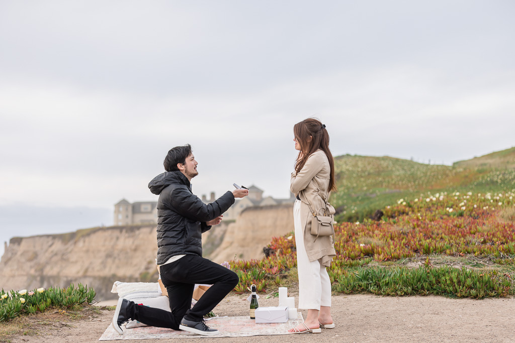Half Moon Bay surprise engagement proposal photos