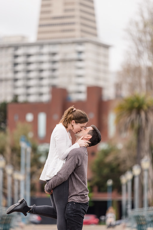 Pier 7 engagement photos with the Transamerica Pyramid in the background