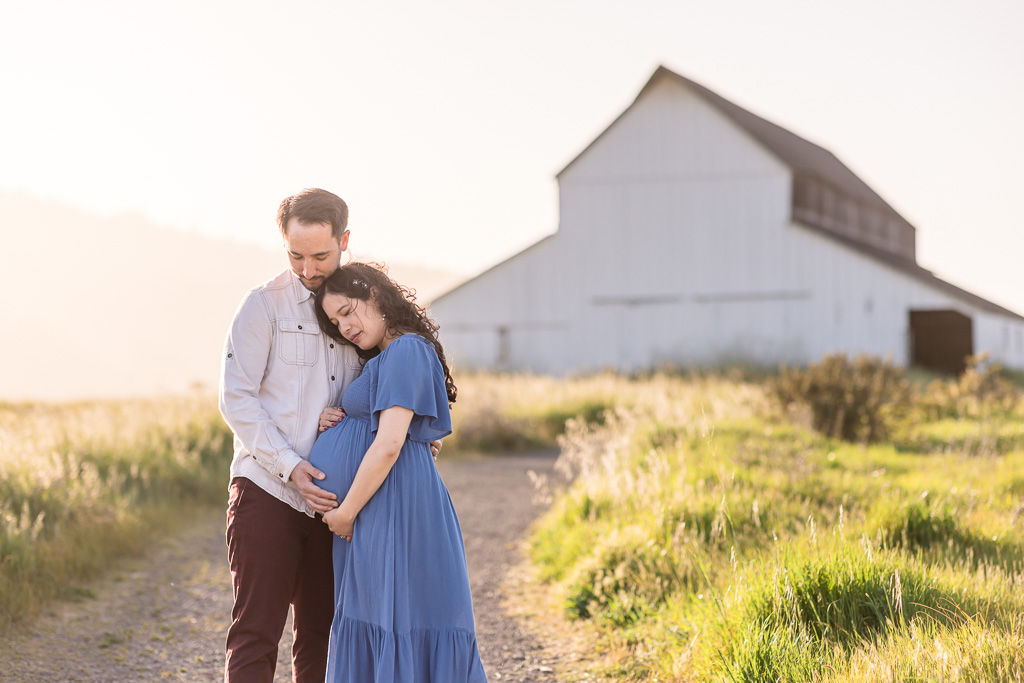 Bay Area rustic maternity photo at Giacomini Barn in Point Reyes Station