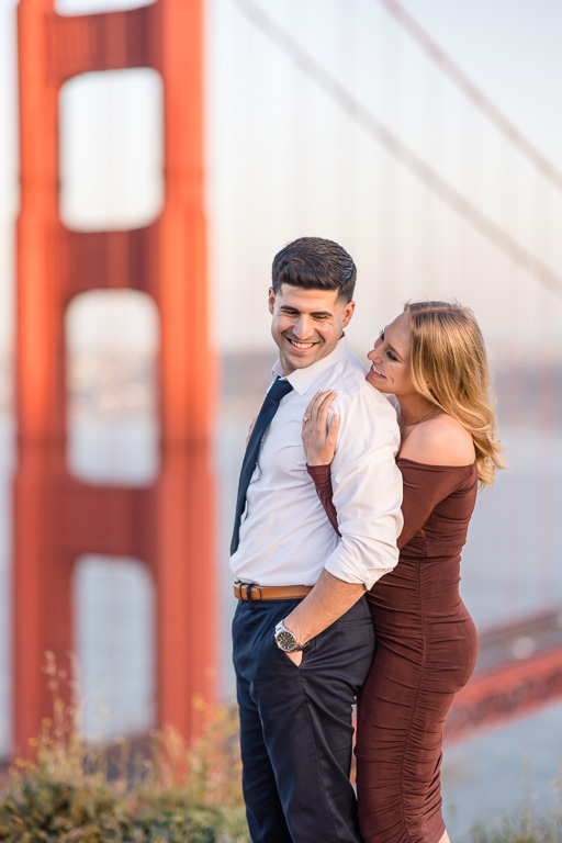 Golden Gate Bridge couple engagement photo